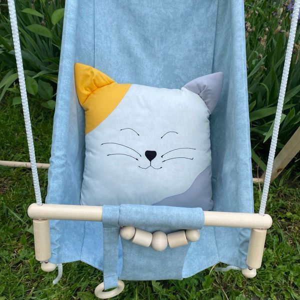 Подушка "Котик жовтий", м'яка іграшка подушка, подушка кіт, дитяча подушка P - 02 фото